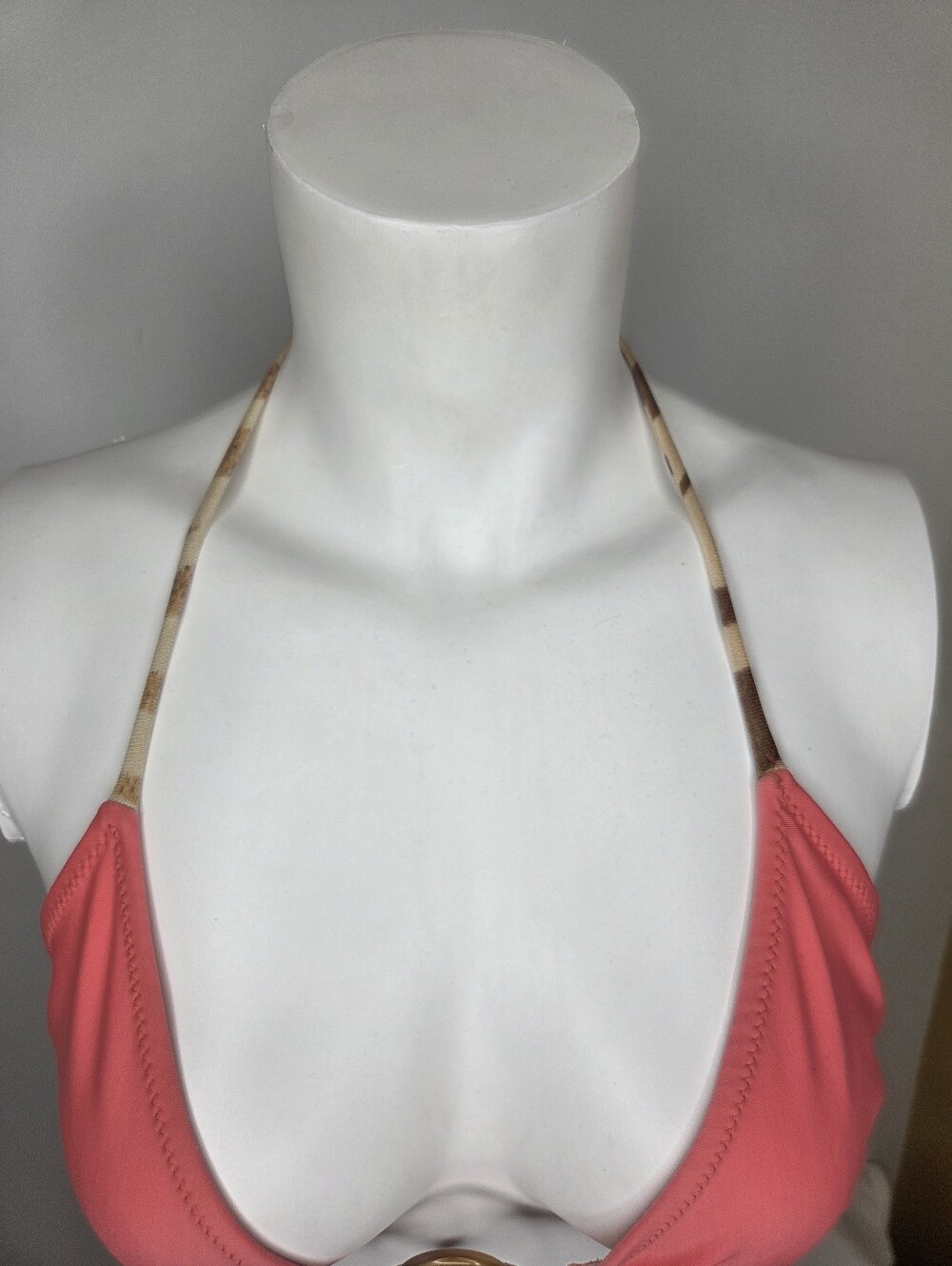 Ranji Ya Manji Size 2 (Small) Coral Pink Triangle Bikini with Acrylic Ring - Picture 5 of 15